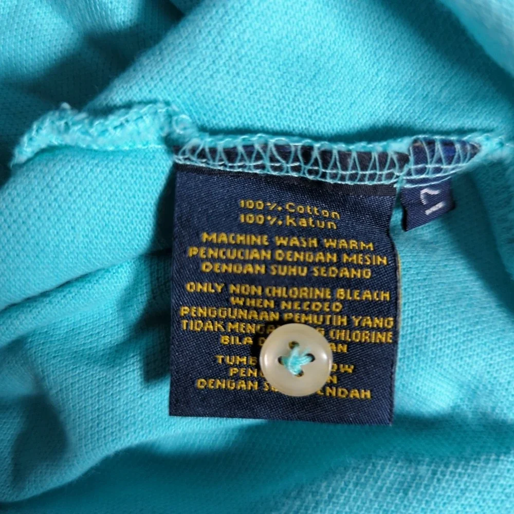 Ralph Lauren Polo Pique Golf Shirt Mens Large Aqua Pony Classic Fit Short Sleeve